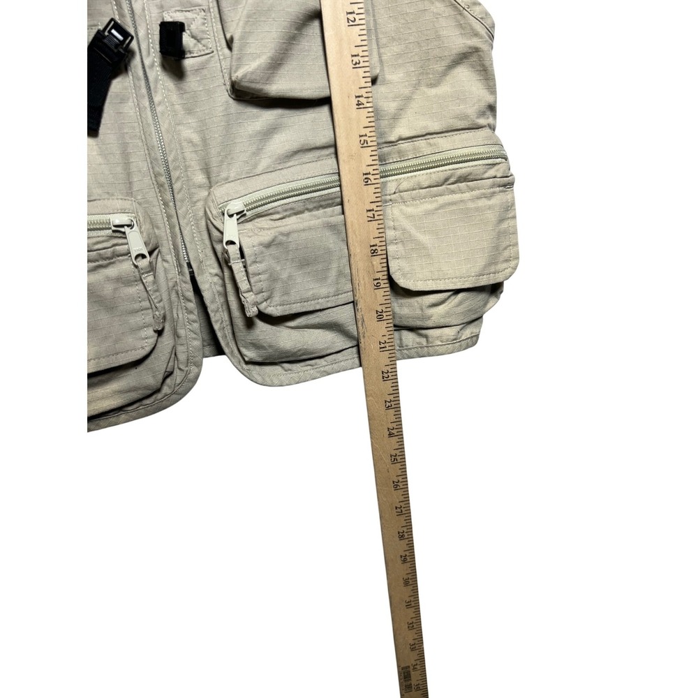 LL Bean Mens Small Khaki Ripstop Cotton Utility Fishing Safari Vest Beige - Picture 5 of 12